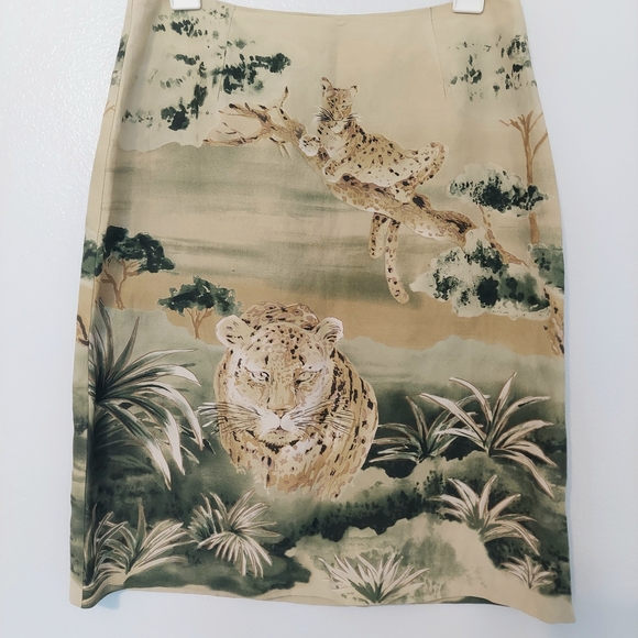 SilkLand Dresses & Skirts - SilkLand Leopard Pencil Skirt Resort Wear Size 6